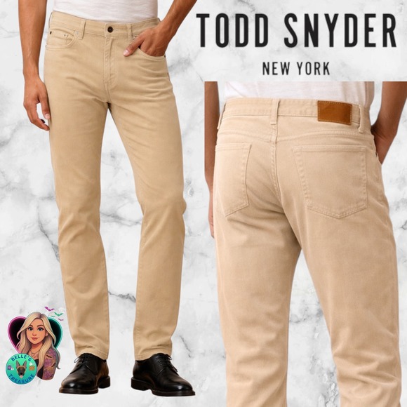 Todd Snyder Slim Fit Stretch Corduroy Pants Mens 34x34 Tan Khaki Italian Fabric